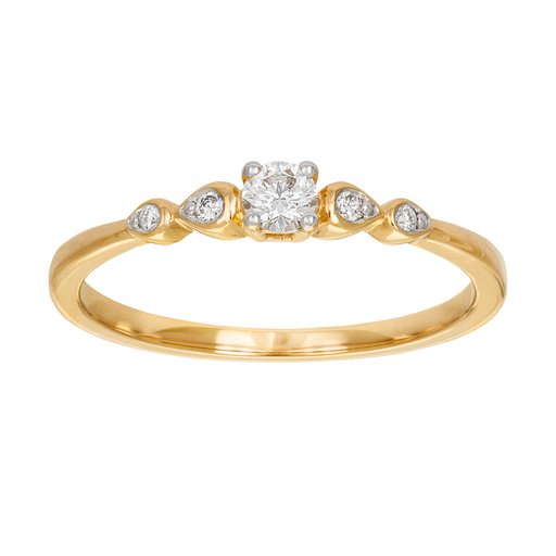 Timanttisormus yht. 0,15ct 14K keltakulta
