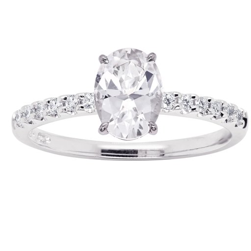 Princess Rania timantti-topaasisormus yht. 0,12ct 14K valkokulta
