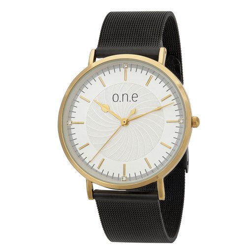 o.n.e rannekello, musta mesh-ranneke, 42mm