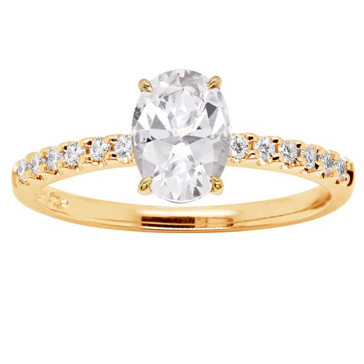 Princess Rania timantti-topaasisormus yht. 0,12ct 14K keltak