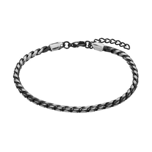 Steel4U teräsrannekoru, musta serpentiiniketju 4mm