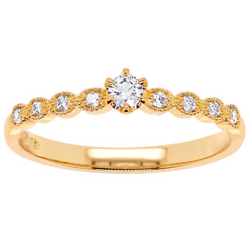 Princess Amelie timanttisormus yht. 0,15ct 14K keltakulta