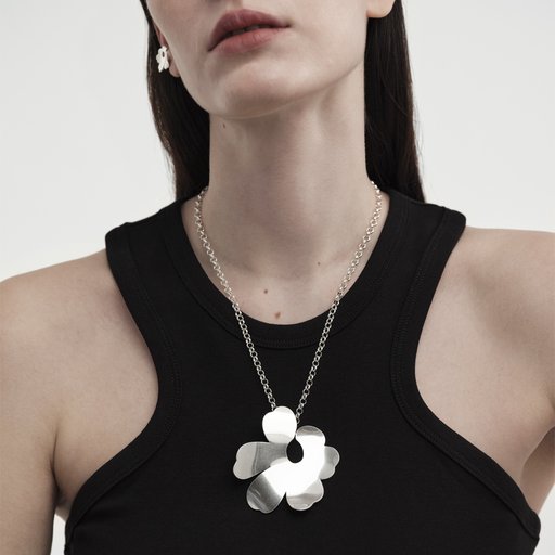 Kalevala x Marimekko Unikko kaulakoru iso, hopea
