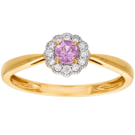 Timantti-safiirisormus yht. 0,07ct 14K keltakulta