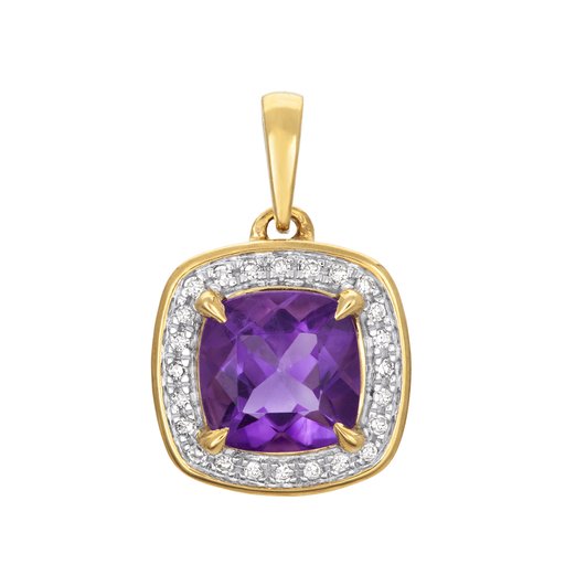 Timantti-ametistiriipus yht. 0,05ct 14K keltakulta