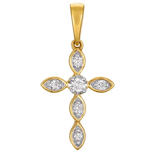 Timanttiristi yht. 0,07ct 14K keltakulta