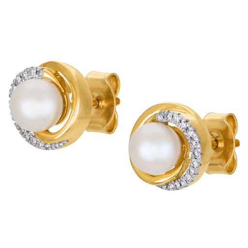Timantti-helmikorvakorut yht. 0,06ct 14K keltakulta