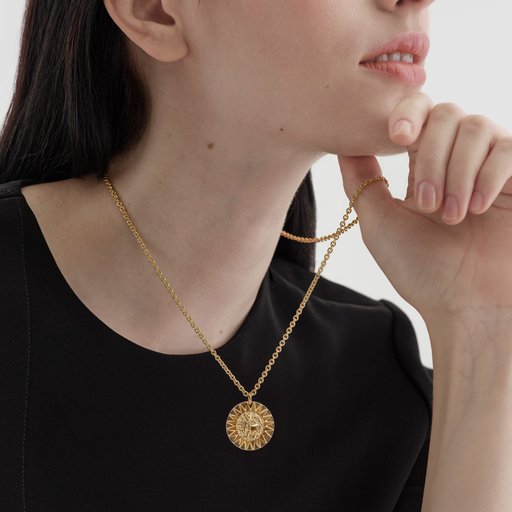 Kalevala Amuletti kaulakoru Aurinkoleijona iso, pronssi