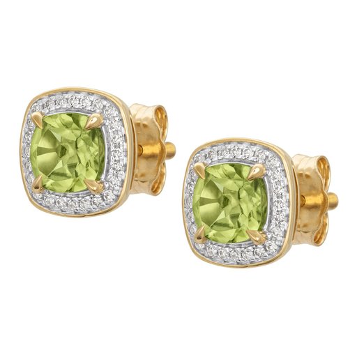 Timantti-peridoottikorvakorut yht. 0,10ct 14K keltakulta