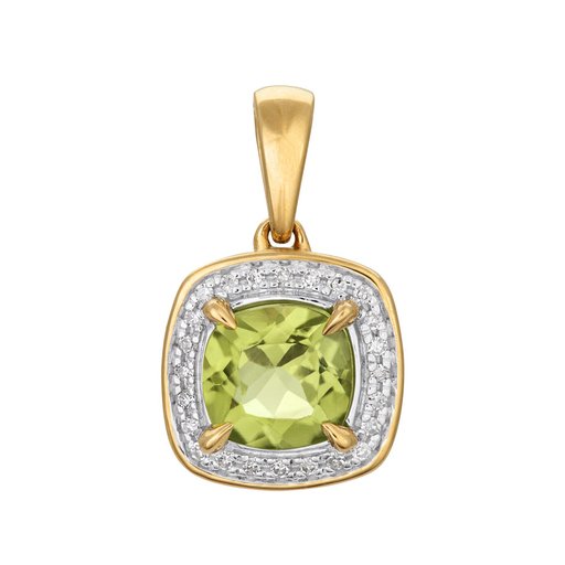 Timantti-peridoottiriipus yht. 0,05ct 14K keltakulta