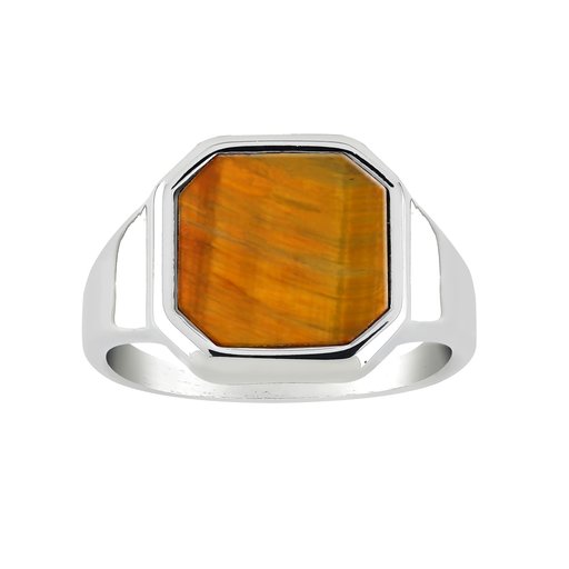 Steel4U teräksinen kantasormus, tiger stone