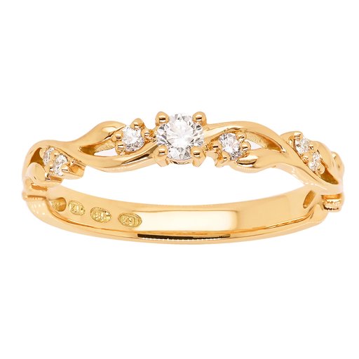 Princess Eleonore timanttisormus yht. 0,17ct 14K keltakulta