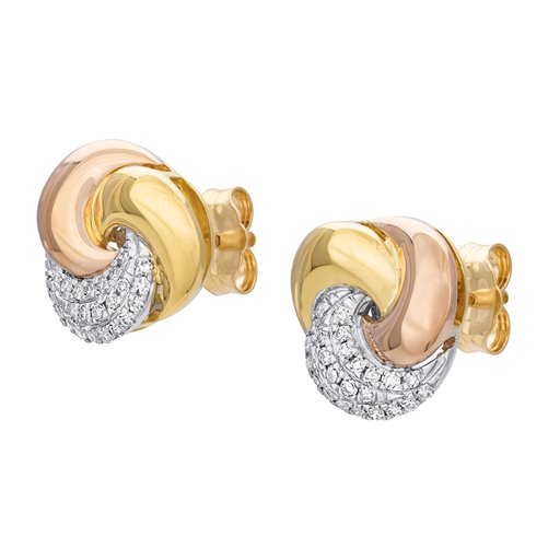 Timanttikorvakorut yht. 0,12ct 14K kelta/valko/punakulta