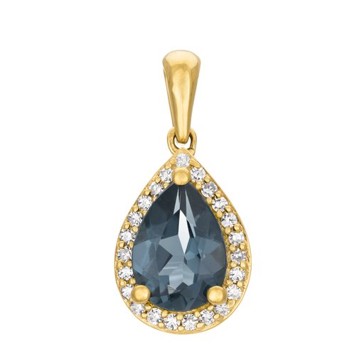 Timantti-topaasiriipus yht. 0,06ct 14K keltakulta