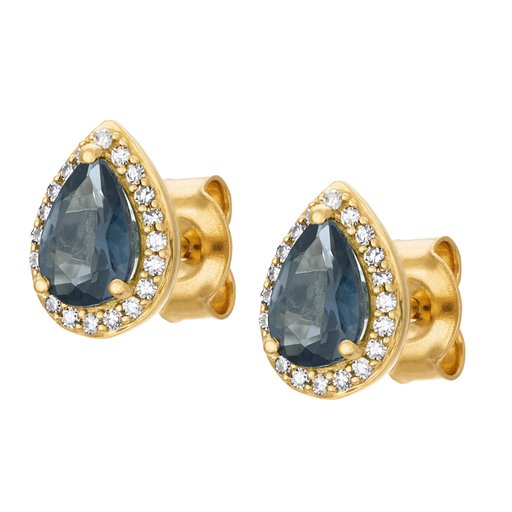 Timantti-topaasikorvakorut yht. 0,09ct 14K keltakulta