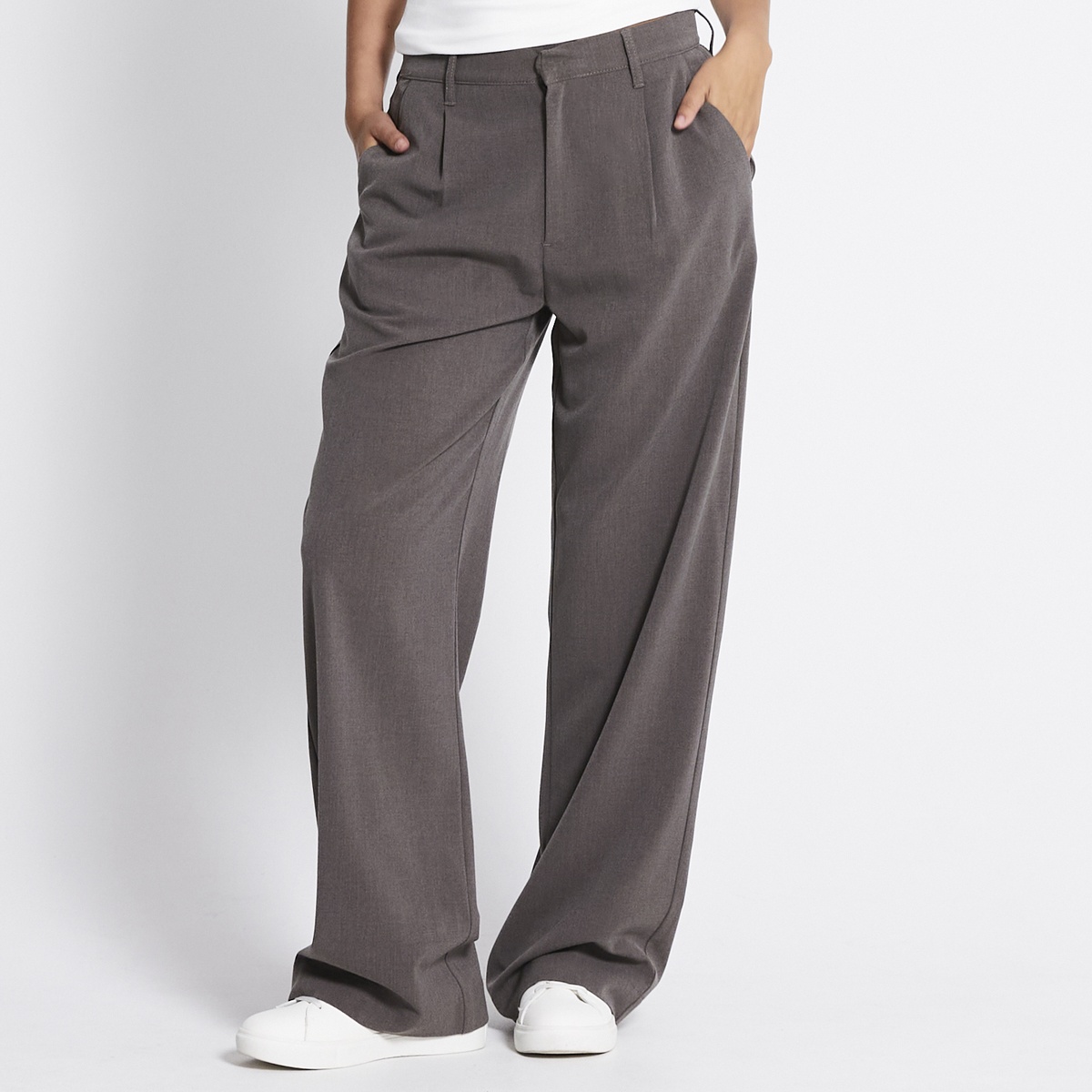 Mid Waist Wide-Leg Pants