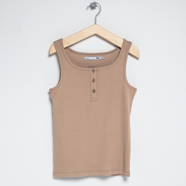 Geripptes Tanktop "Rose star"