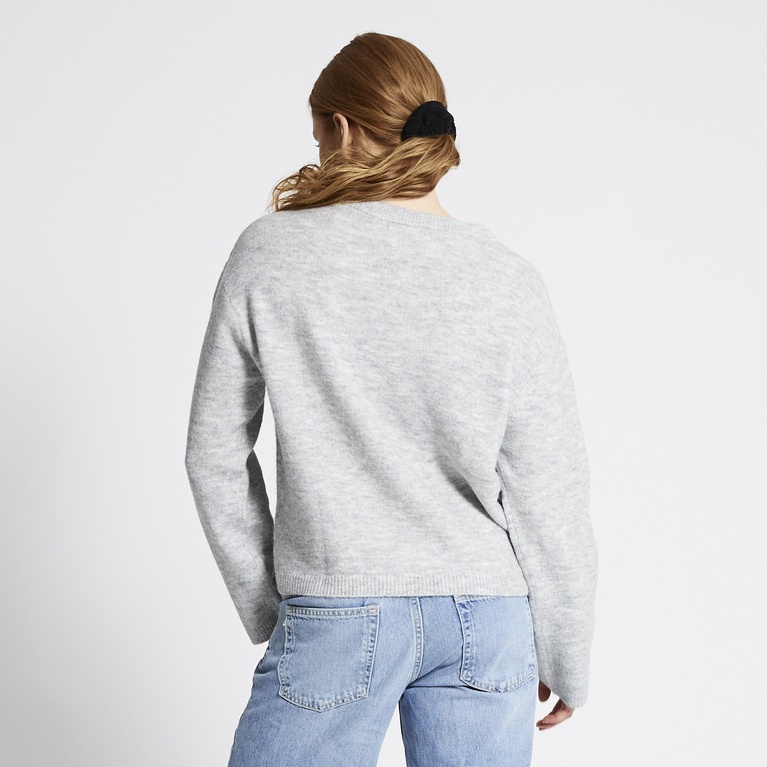Basic knit sweater "Signe" Grey Melange