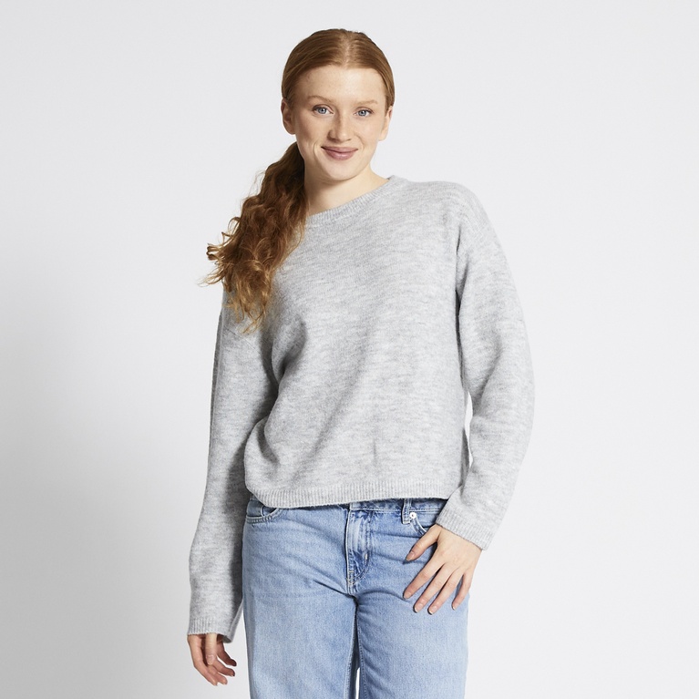 Basic knit sweater "Signe" Grey Melange