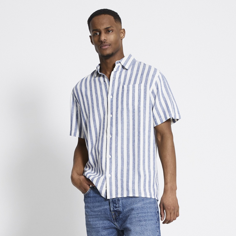 Kurzarm-Leinenhemd "Isak Stripe"