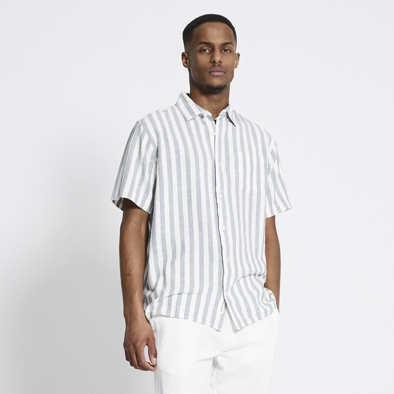 Kurzarm-Leinenhemd "Isak Stripe"