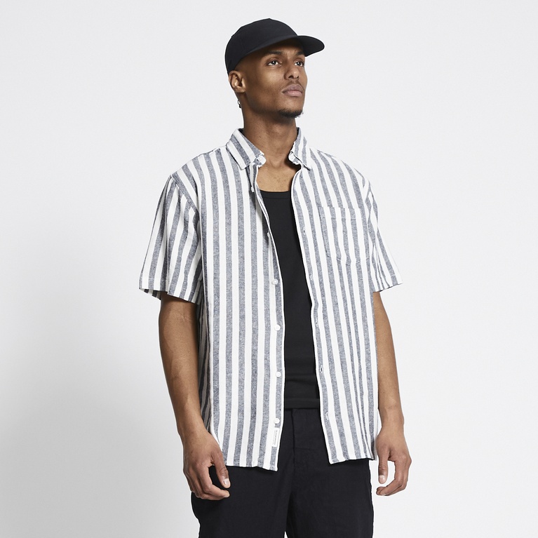 Kurzarm-Leinenhemd "Isak Stripe"