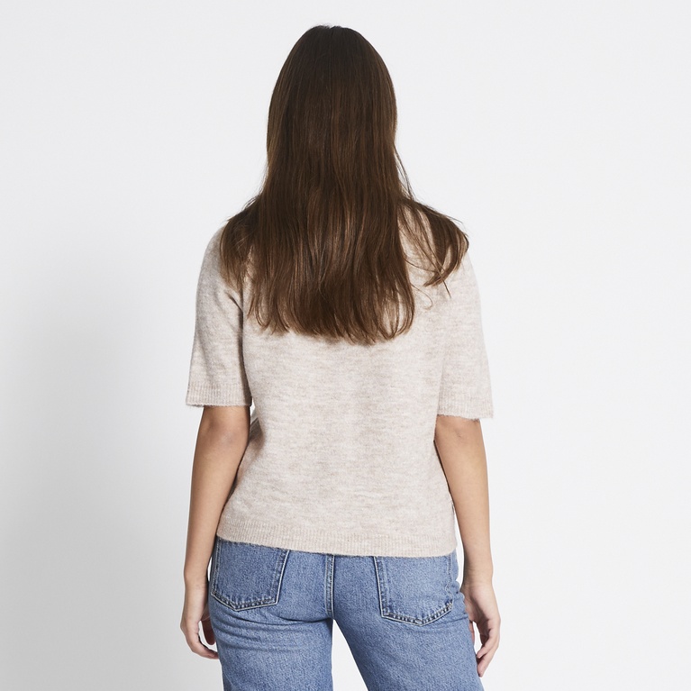 Basic knit short sleeve cardigan "Melina" Light Beige