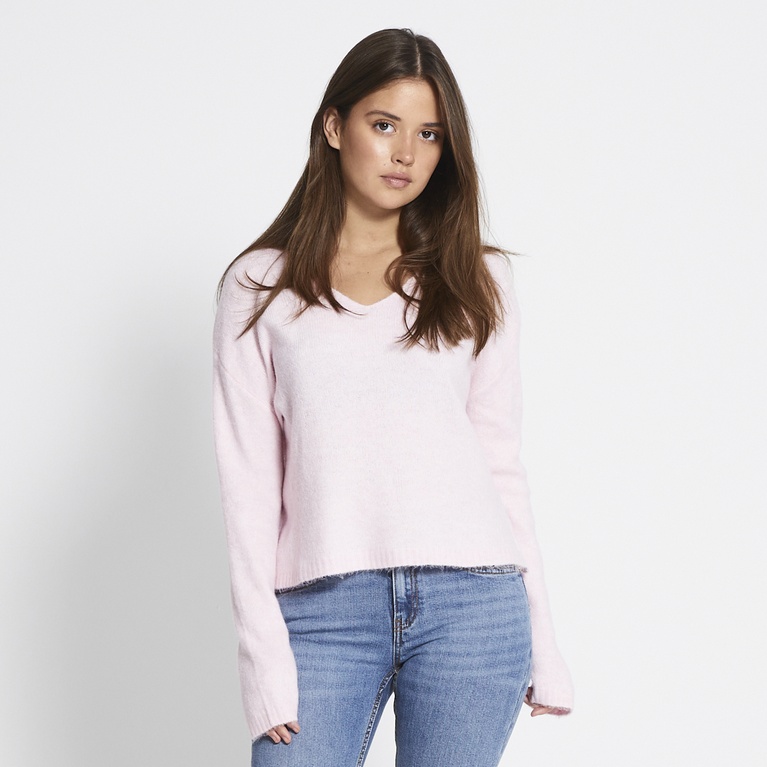 Basic v-neck knit sweater "Louise" Light Pink