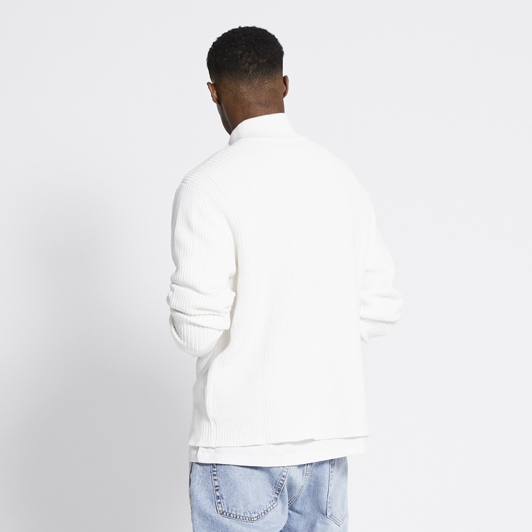Half-zip knit sweater "Frans" Off white