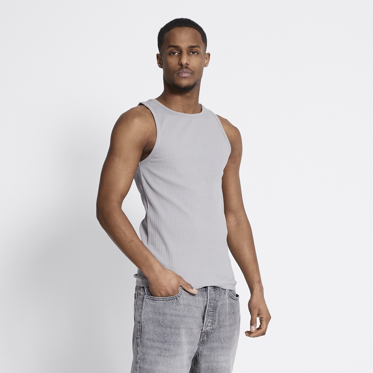 Ribbed tank top "Worm" Light Grey