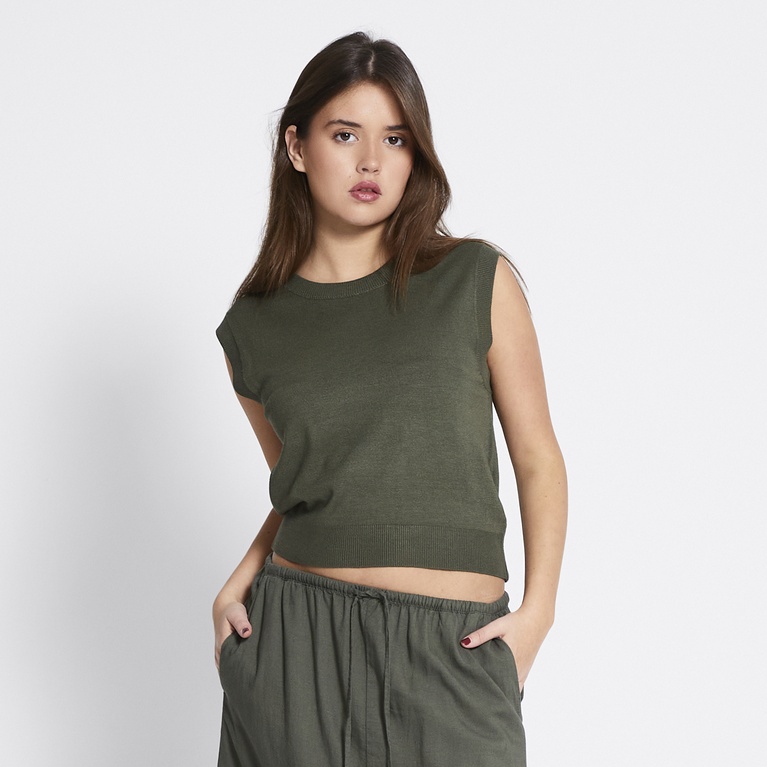 Fine-knit vest "Vickie" Army Green