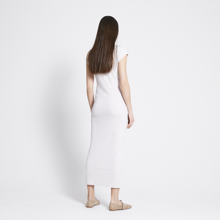 Ribbed dress "Cap sleeve dress" Ivory