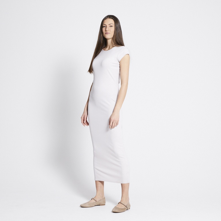 Ribbed dress "Cap sleeve dress" Ivory
