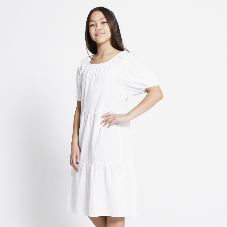 Linen blend frill dress "Sofia star 4" White