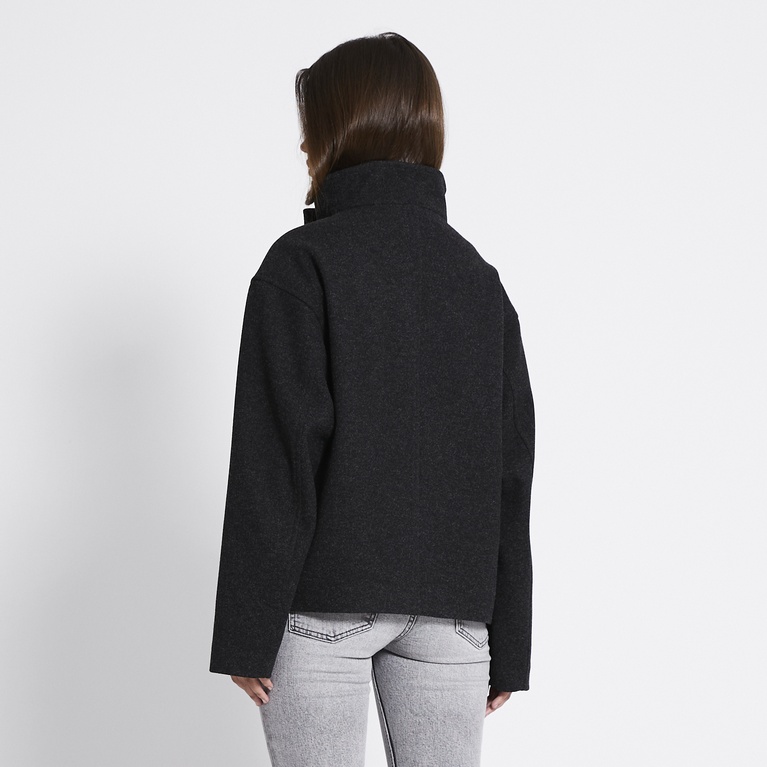 Funnel neck jacket "Blaire" Black melange