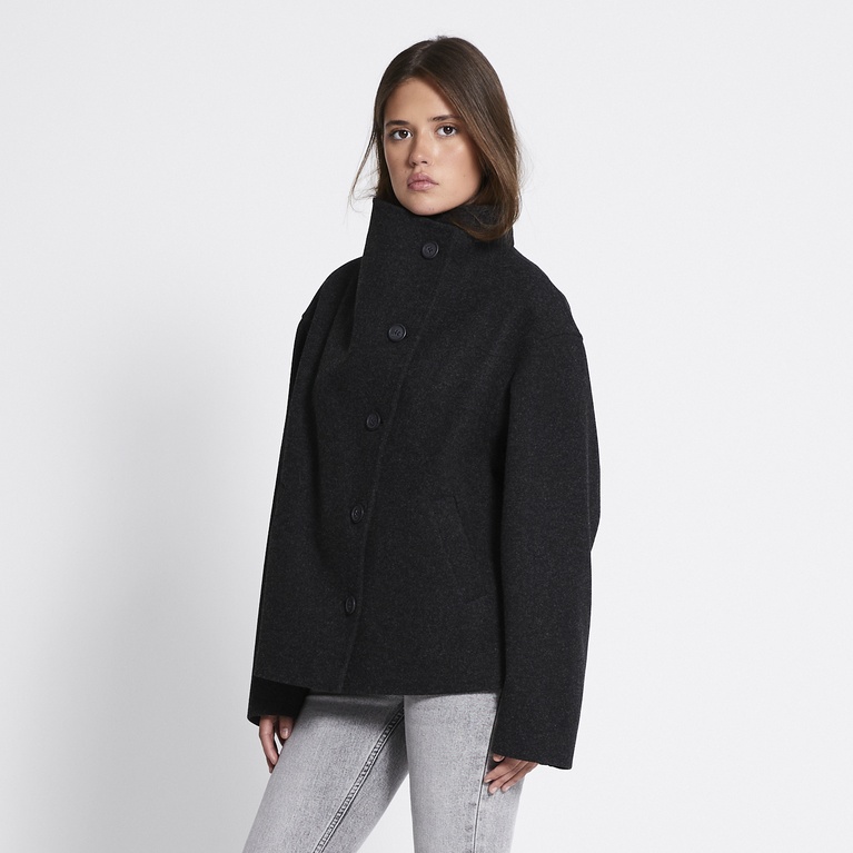 Funnel neck jacket "Blaire" Black melange