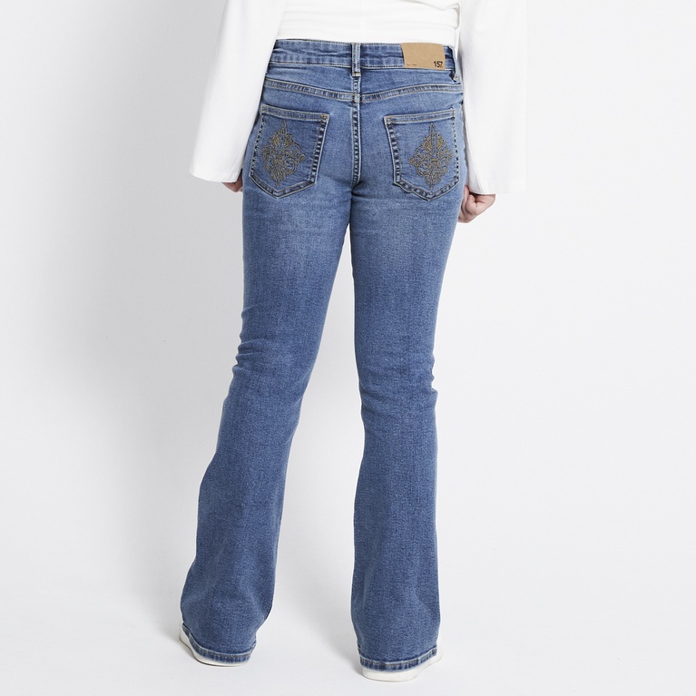Embroidery flare jeans "Skippy Flare Deco" Blue