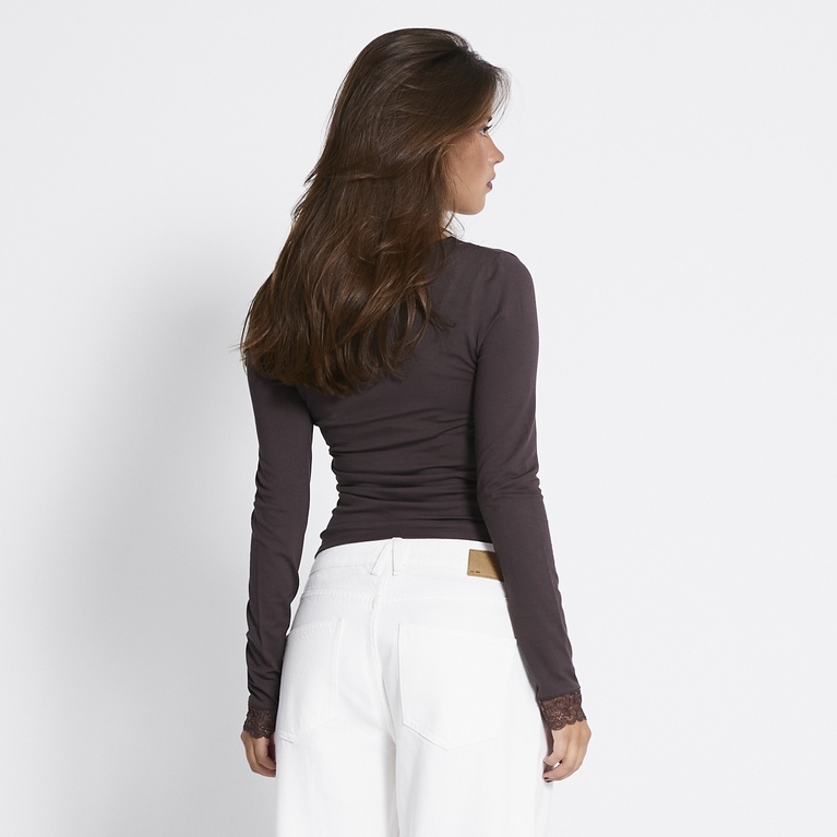 Long sleeve lace top "Angelina" Brown