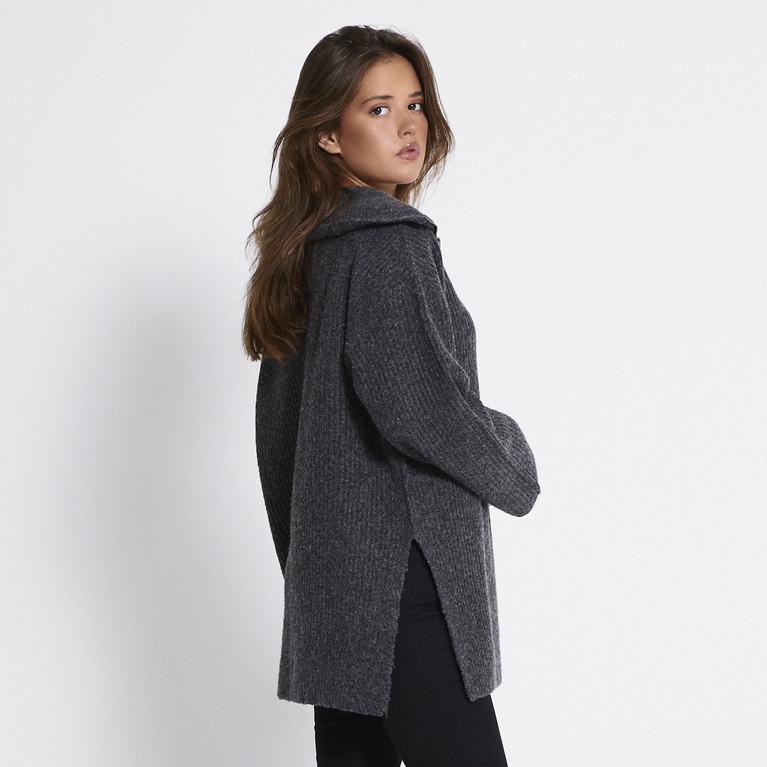 Half-zip knit sweater "Half Zip Sweater" Antraciet