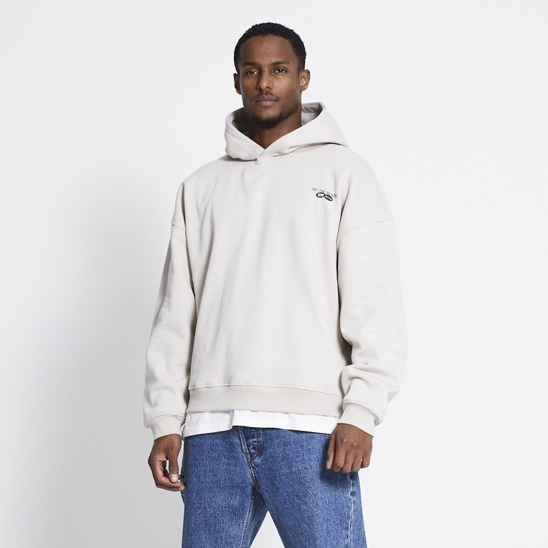 Printed hoodie "Over" Beige