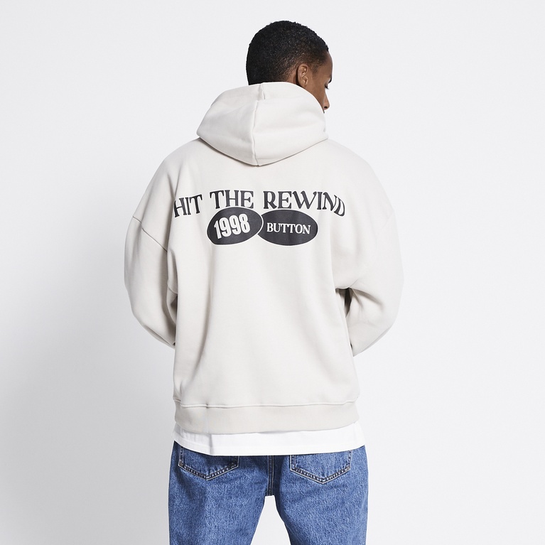 Printed hoodie "Over" Beige