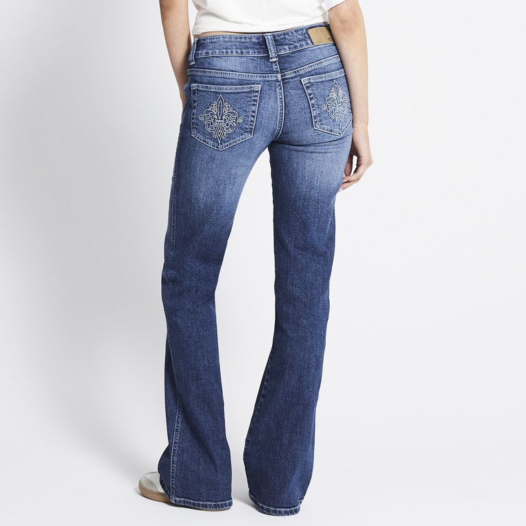Embroidery bootcut jeans "Paris Embroidery" Blue