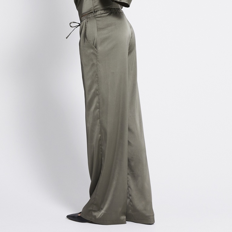Satin pants "Ashley" Army Green