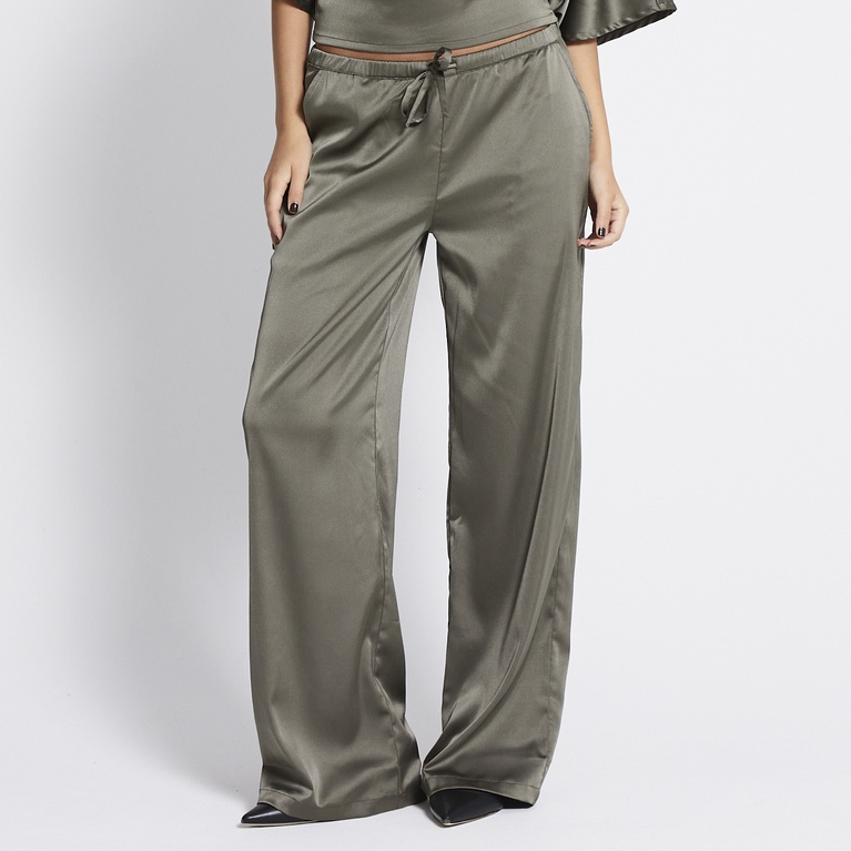 Satin pants "Ashley" Army Green