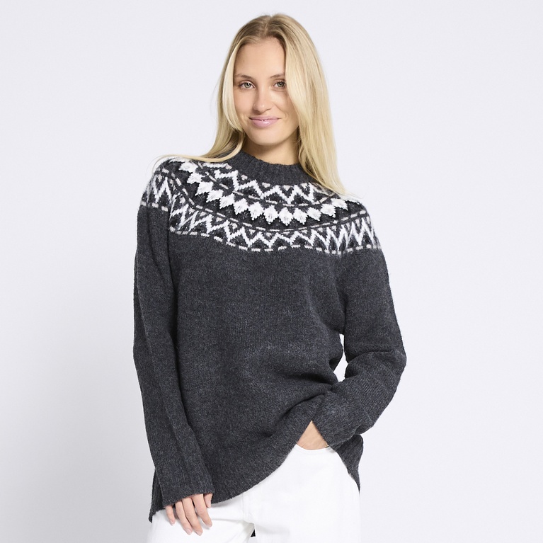 Pattern knit sweater "Britta" Antraciet