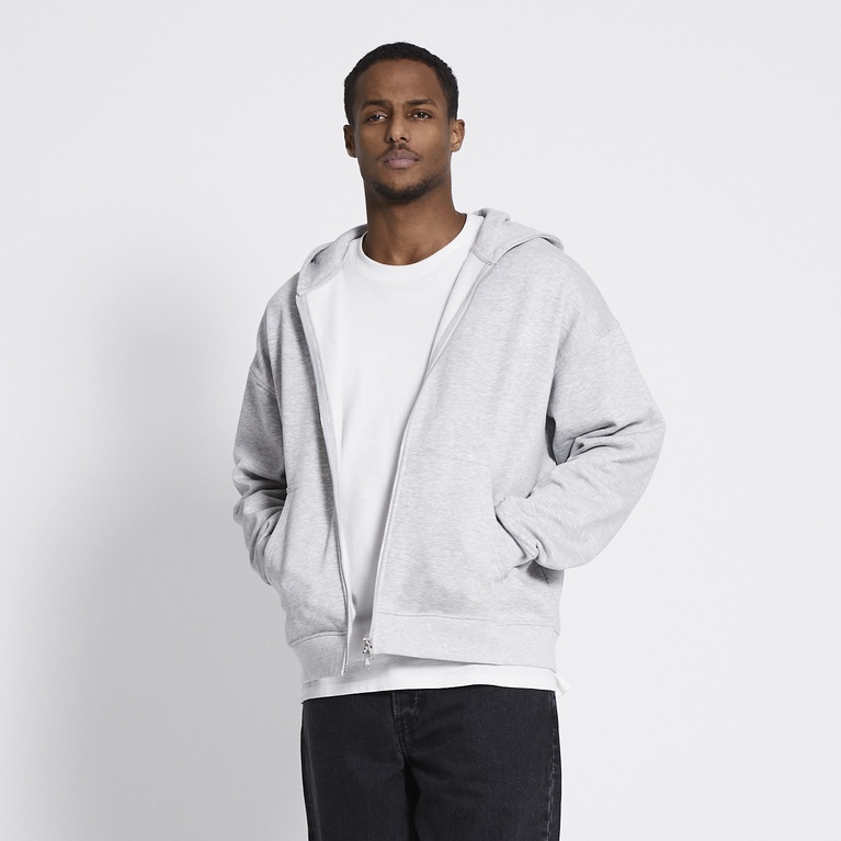 Boxy zip hoodie "Lindon" Grey Melange