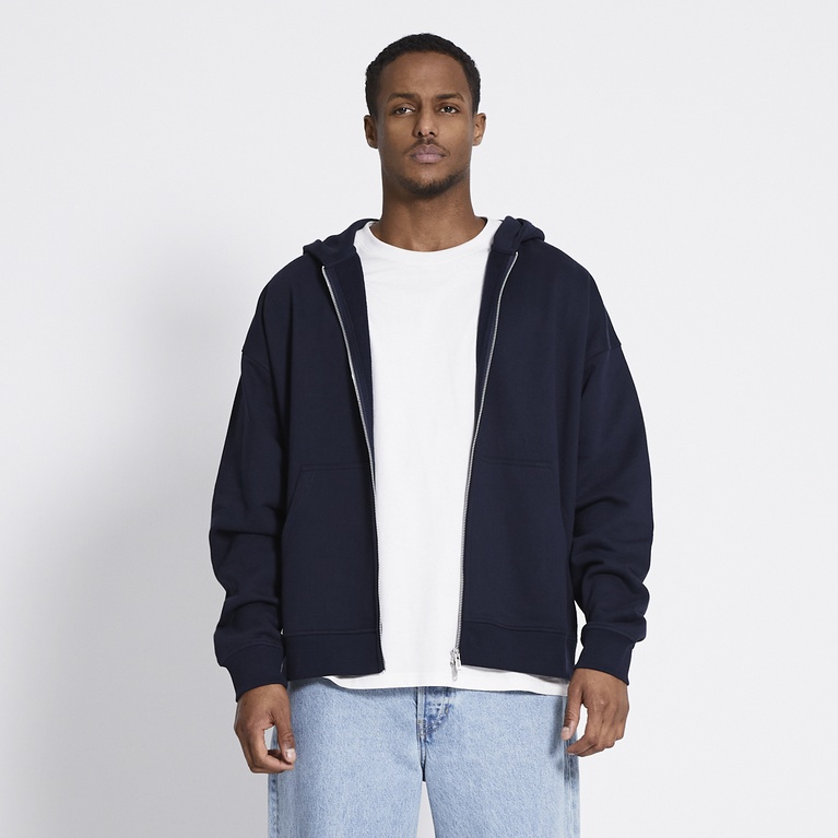 Boxy zip hoodie "Lindon" Navy
