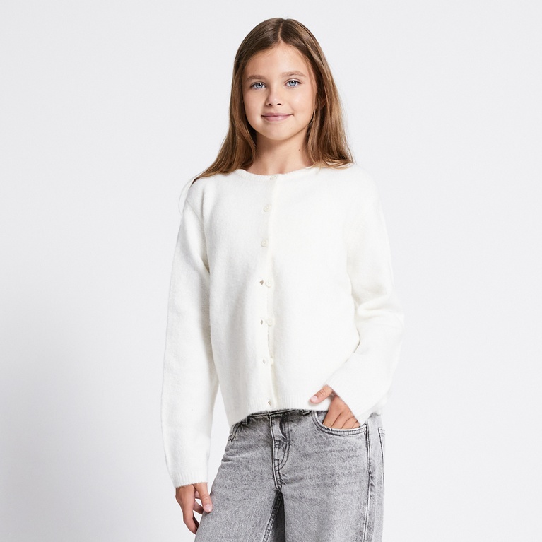 Basic knit cardigan "Audrey star" Off white