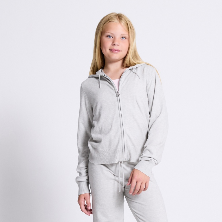 Knit zip hoodie "Jennifer star" Grey Melange