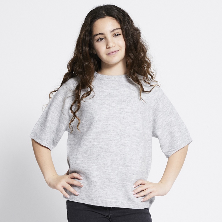 Basic knit tee "Knitted tee star" Grey Melange 2